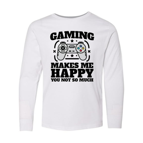 Inktastic Gaming Makes Me Happy Long Sleeve Youth T-Shirt