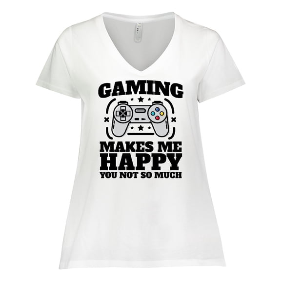 Inktastic Gaming Makes Me Happy Women's Plus Size V-Neck T-Shirt