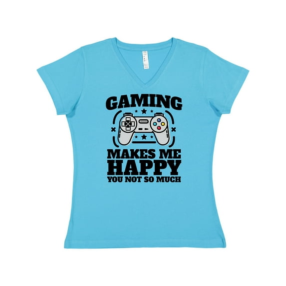 Inktastic Gaming Makes Me Happy Women's V-Neck T-Shirt