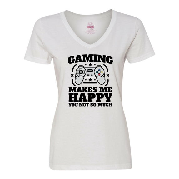 Inktastic Gaming Makes Me Happy Women's V-Neck T-Shirt