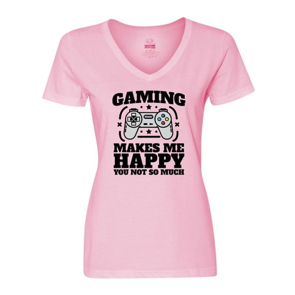 Inktastic Gaming Makes Me Happy Women's V-Neck T-Shirt
