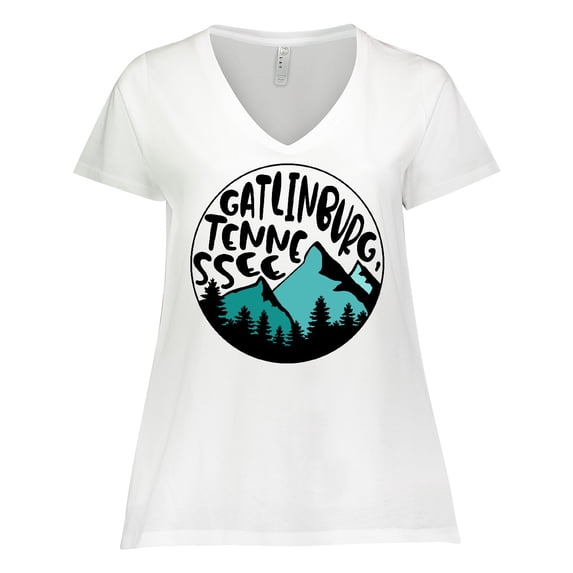 Inktastic Gatlinburg, Tennessee- Mountains Women's Plus Size V-Neck T-Shirt