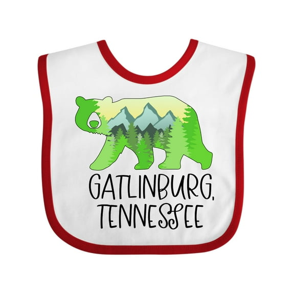 Inktastic Gatlinburg, Tennessee Mountains and Bear Shape Boys or Girls Baby Bib