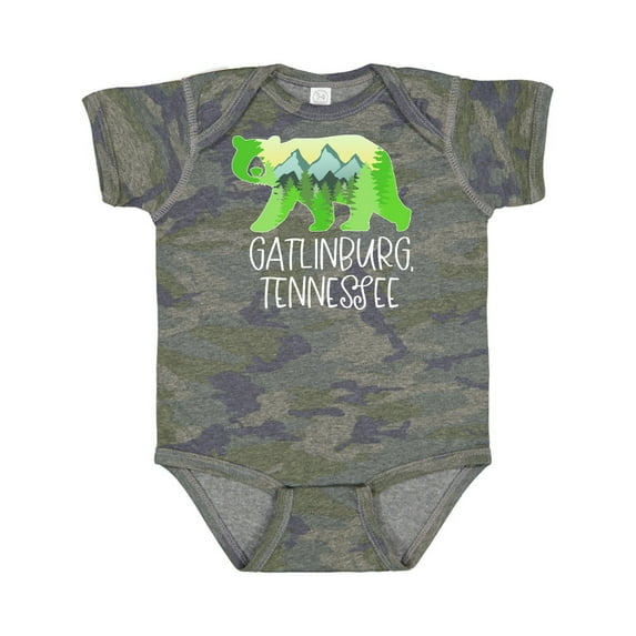 Inktastic Gatlinburg, Tennessee Mountains and Bear Shape Boys or Girls Baby Bodysuit