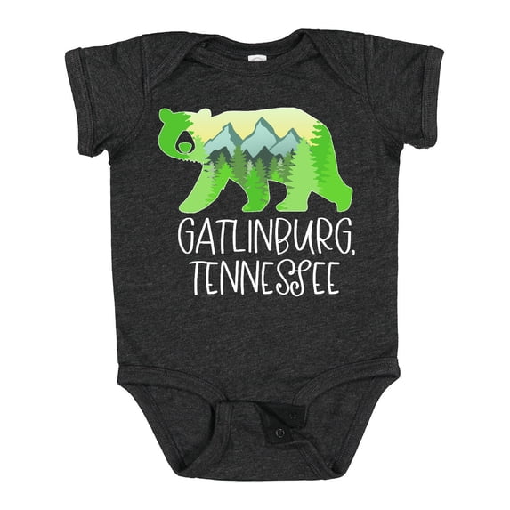 Inktastic Gatlinburg, Tennessee Mountains and Bear Shape Boys or Girls Baby Bodysuit
