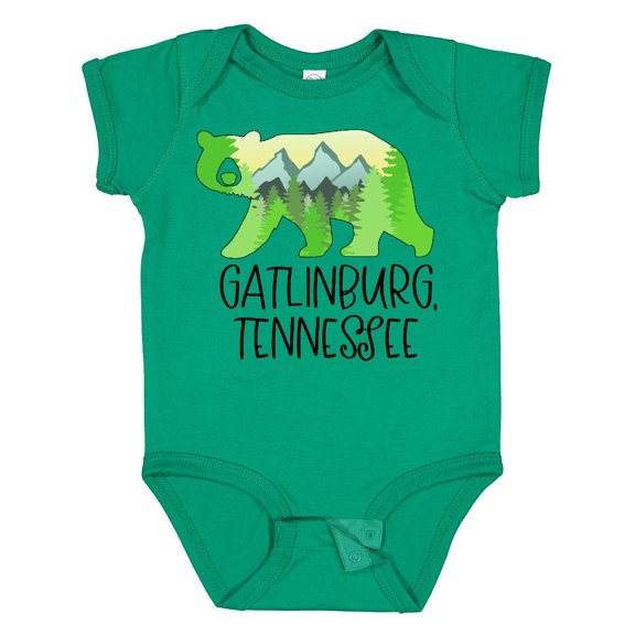 Inktastic Gatlinburg, Tennessee Mountains and Bear Shape Boys or Girls Baby Bodysuit