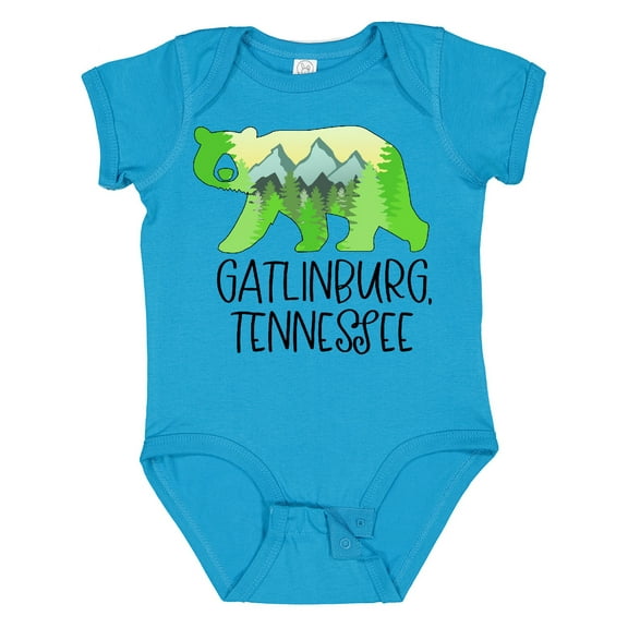 Inktastic Gatlinburg, Tennessee Mountains and Bear Shape Boys or Girls Baby Bodysuit