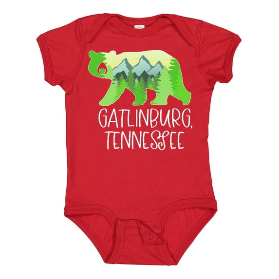 Inktastic Gatlinburg, Tennessee Mountains and Bear Shape Boys or Girls Baby Bodysuit