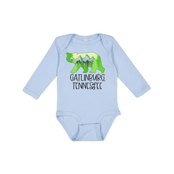 Inktastic Gatlinburg, Tennessee Mountains and Bear Shape Boys or Girls Long Sleeve Baby Bodysuit
