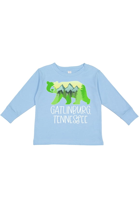 Gatlinburg, Tennessee- Mountains and Bear Shape Boys or Girls Long Sleeve Toddler T-Shirt