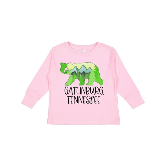 Inktastic Gatlinburg, Tennessee Mountains and Bear Shape Boys or Girls Long Sleeve Toddler T-Shirt