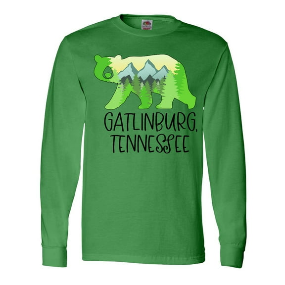 Inktastic Gatlinburg, Tennessee- Mountains and Bear Shape Long Sleeve T-Shirt
