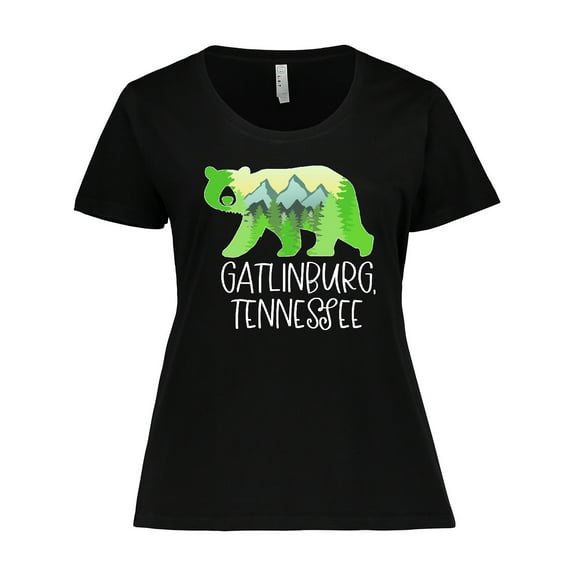 Inktastic Gatlinburg, Tennessee- Mountains and Bear Shape Women's Plus Size T-Shirt
