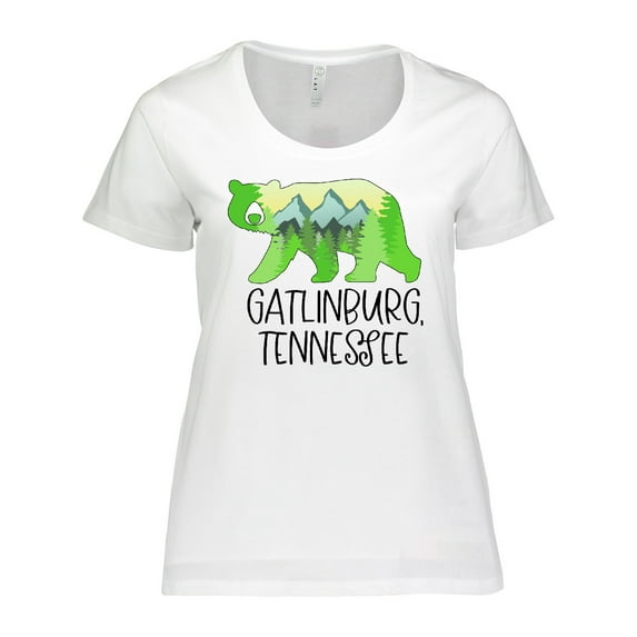 Inktastic Gatlinburg, Tennessee- Mountains and Bear Shape Women's Plus Size T-Shirt