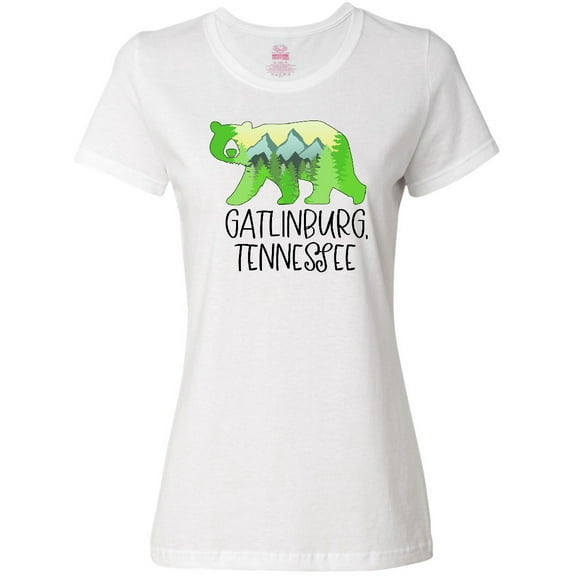 Inktastic Gatlinburg, Tennessee- Mountains and Bear Shape Women's T-Shirt
