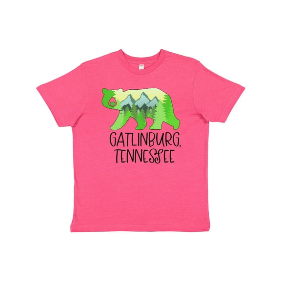 Inktastic Gatlinburg, Tennessee- Mountains and Bear Shape Youth T-Shirt