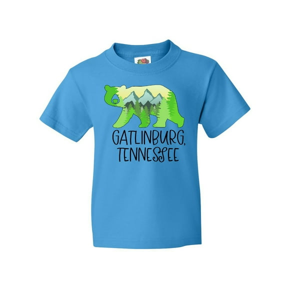 Inktastic Gatlinburg, Tennessee- Mountains and Bear Shape Youth T-Shirt