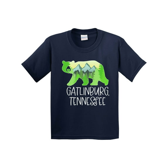 Inktastic Gatlinburg, Tennessee Mountains and Bear Shape Youth T-Shirt