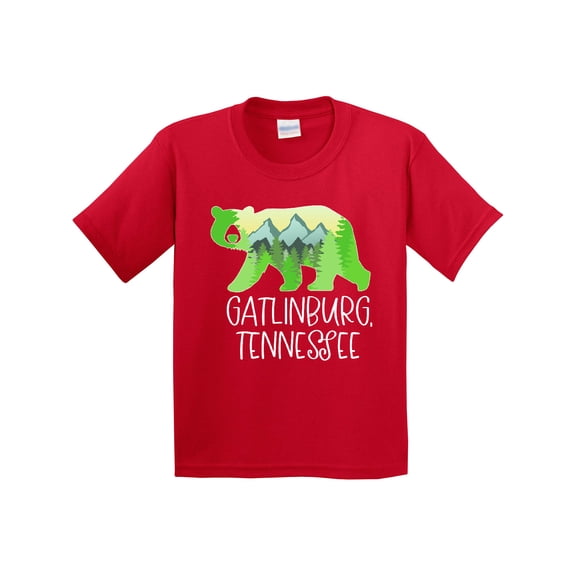 Inktastic Gatlinburg, Tennessee Mountains and Bear Shape Youth T-Shirt