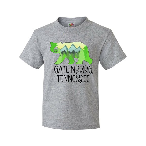 Inktastic Gatlinburg, Tennessee- Mountains and Bear Shape Youth T-Shirt