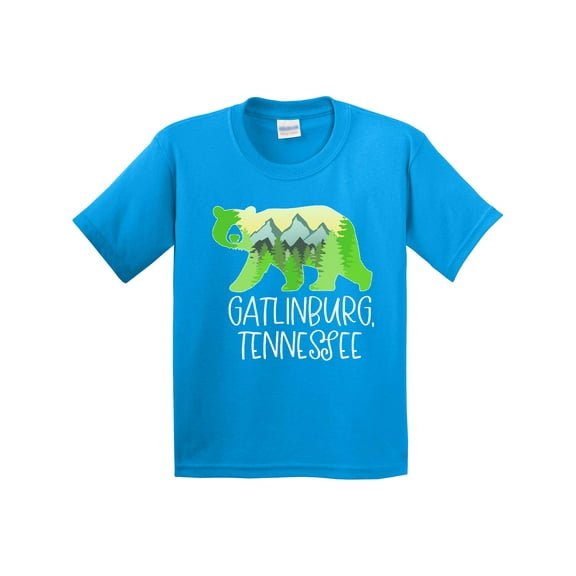 Inktastic Gatlinburg, Tennessee Mountains and Bear Shape Youth T-Shirt