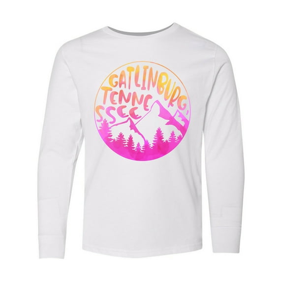 Inktastic Gatlinburg, Tennessee- Mountains in Sunrise Colors Long Sleeve Youth T-Shirt