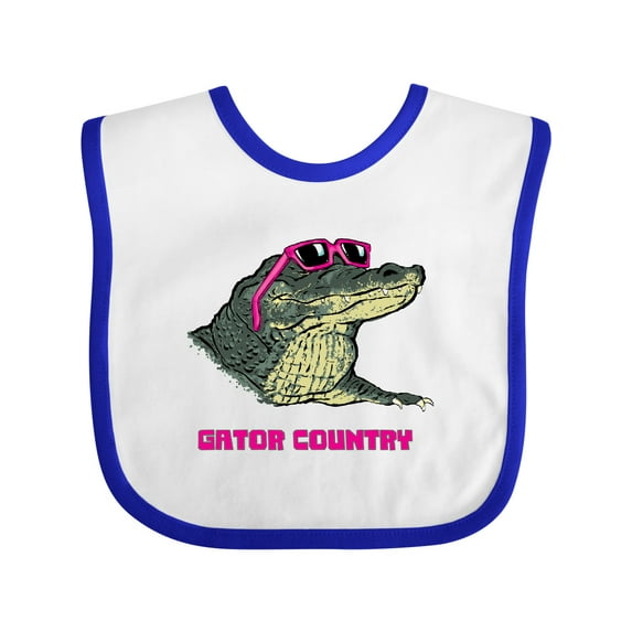 Inktastic Gator Country Sunny Gator in Pink Sunglasses Boys or Girls Baby Bib