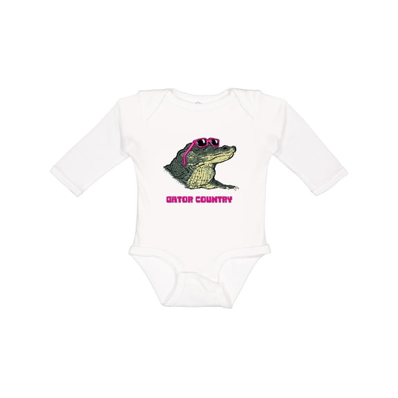 Inktastic Gator Country Sunny Gator in Pink Sunglasses Boys or Girls Long Sleeve Baby Bodysuit