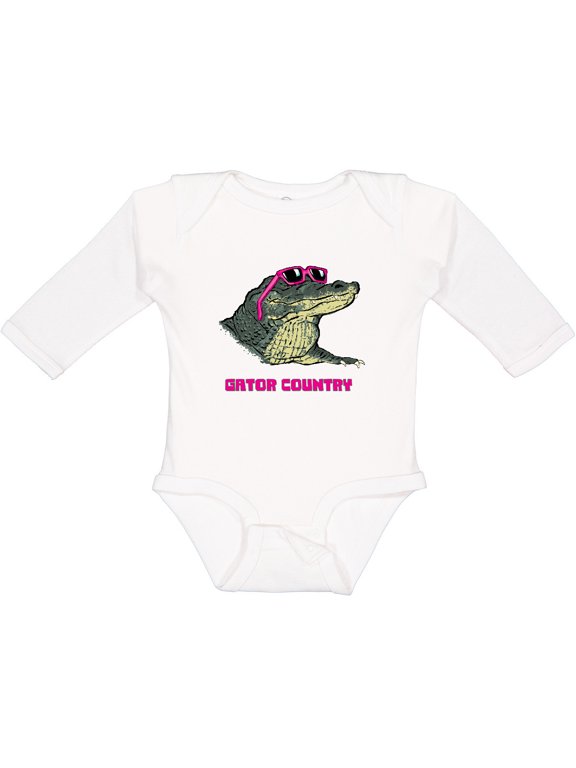 Inktastic Gator Country Sunny Gator in Pink Sunglasses Boys or Girls Long Sleeve Baby Bodysuit