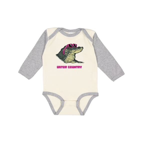 Inktastic Gator Country Sunny Gator in Pink Sunglasses Boys or Girls Long Sleeve Baby Bodysuit