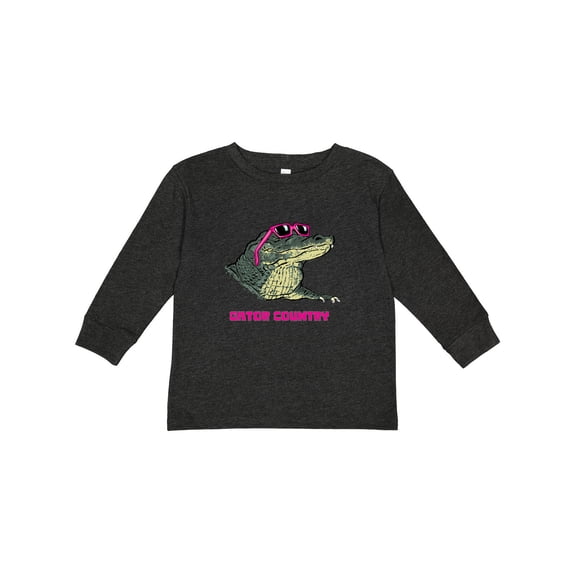 Inktastic Gator Country Sunny Gator in Pink Sunglasses Boys or Girls Long Sleeve Toddler T-Shirt