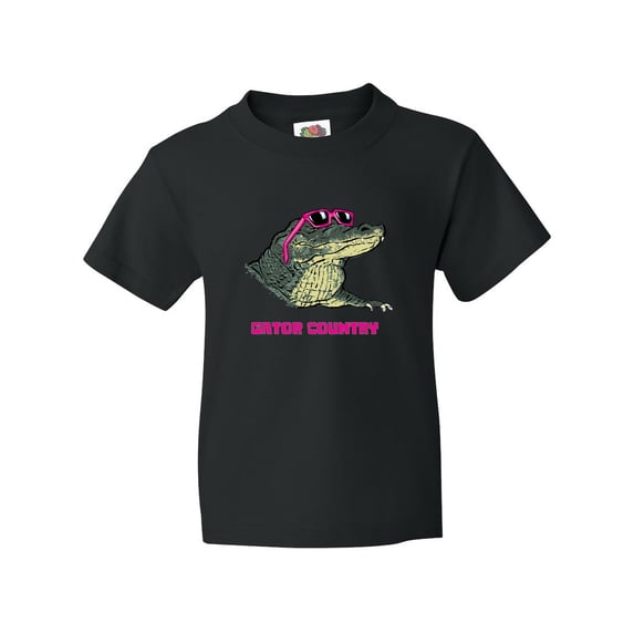 Inktastic Gator Country Sunny Gator in Pink Sunglasses Youth T-Shirt