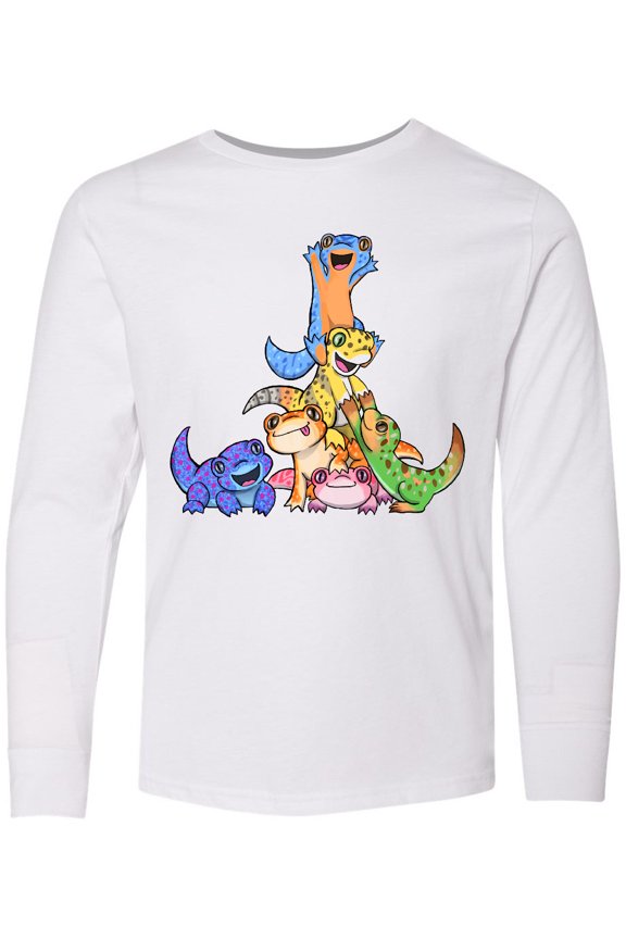 Gecko Pile Cute Lizards Long Sleeve Youth T-Shirt