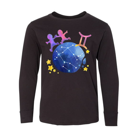 Inktastic Gemini Constellation Zodiac Sign Illustration Long Sleeve Youth T-Shirt