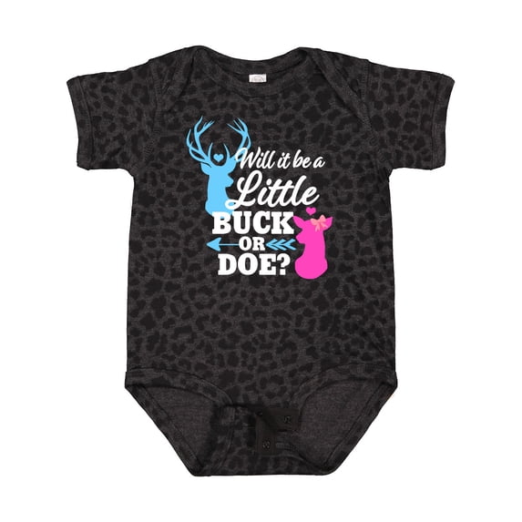 Inktastic Gender Reveal Will It Be a Little Buck or Doe? Girls Baby Bodysuit