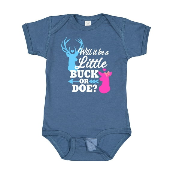 Inktastic Gender Reveal Will It Be a Little Buck or Doe? Girls Baby Bodysuit