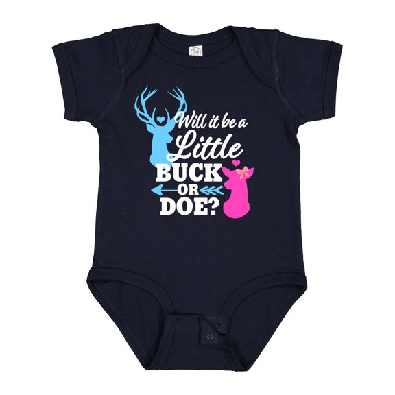 Inktastic Gender Reveal Will It Be a Little Buck or Doe? Girls Baby Bodysuit