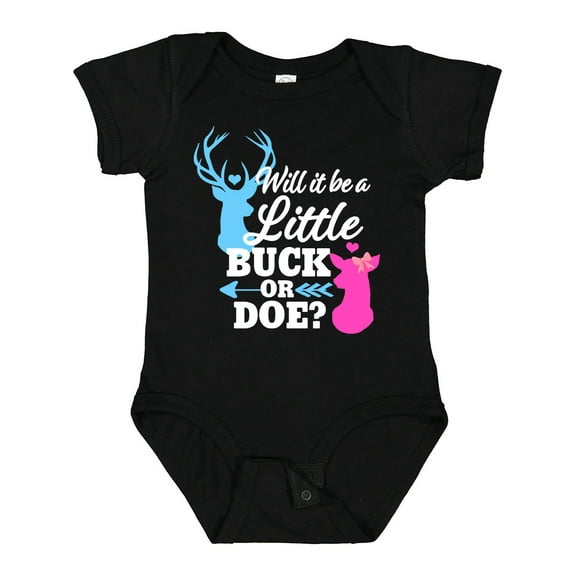 Inktastic Gender Reveal Will It Be a Little Buck or Doe? Girls Baby Bodysuit
