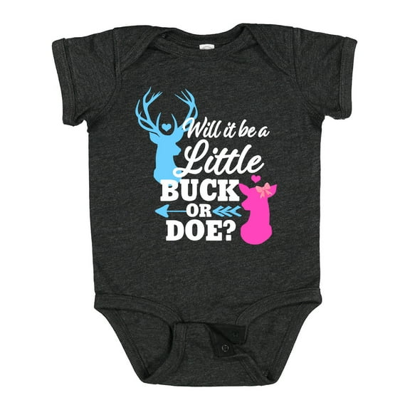 Inktastic Gender Reveal Will It Be a Little Buck or Doe? Girls Baby Bodysuit