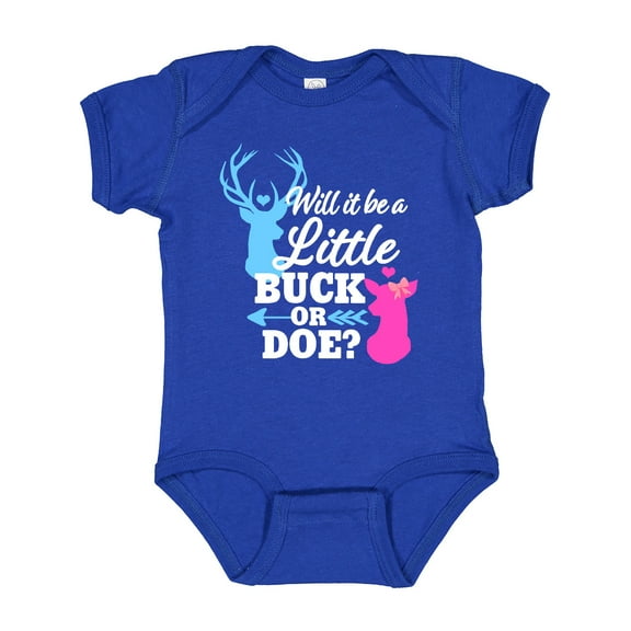 Inktastic Gender Reveal Will It Be a Little Buck or Doe? Girls Baby Bodysuit