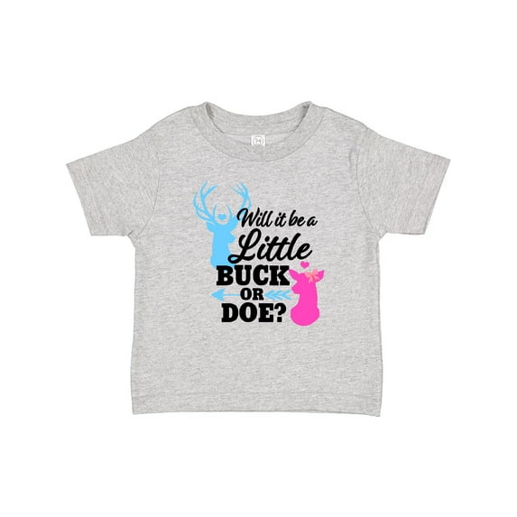 Inktastic Gender Reveal Will It Be a Little Buck or Doe? Girls Baby T-Shirt