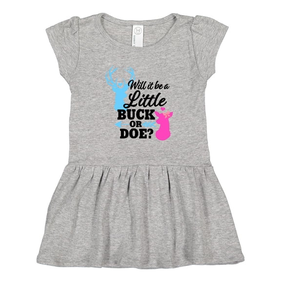 Inktastic Gender Reveal Will It Be a Little Buck or Doe? Girls Toddler Dress