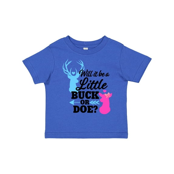 Inktastic Gender Reveal Will It Be a Little Buck or Doe? Girls Toddler T-Shirt