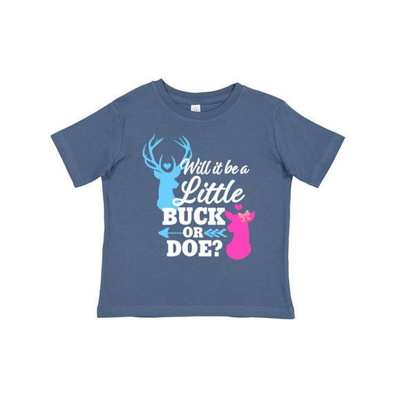 Inktastic Gender Reveal Will It Be a Little Buck or Doe? Girls Toddler T-Shirt