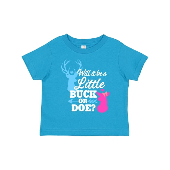Inktastic Gender Reveal Will It Be a Little Buck or Doe? Girls Toddler T-Shirt
