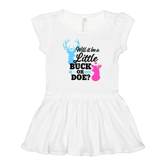 Inktastic Gender Reveal Will it be a Little Buck or Doe? Girls Baby Dress