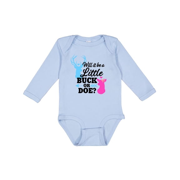 Inktastic Gender Reveal Will it be a Little Buck or Doe? Girls Long Sleeve Baby Bodysuit