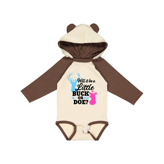 Inktastic Gender Reveal Will it be a Little Buck or Doe? Girls Long Sleeve Baby Bodysuit