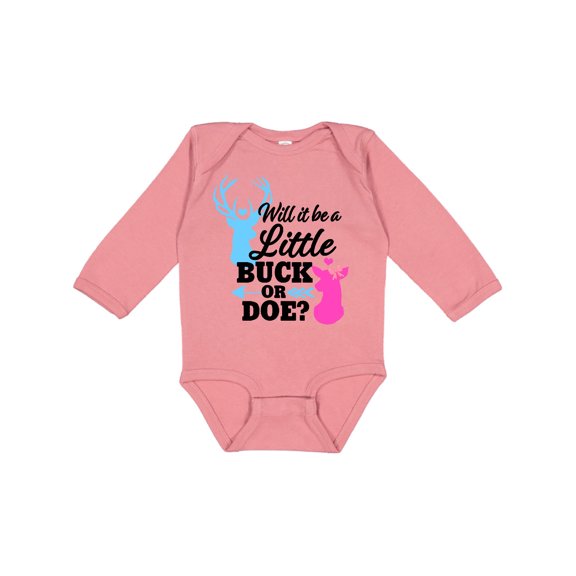Inktastic Gender Reveal Will it be a Little Buck or Doe? Girls Long Sleeve Baby Bodysuit