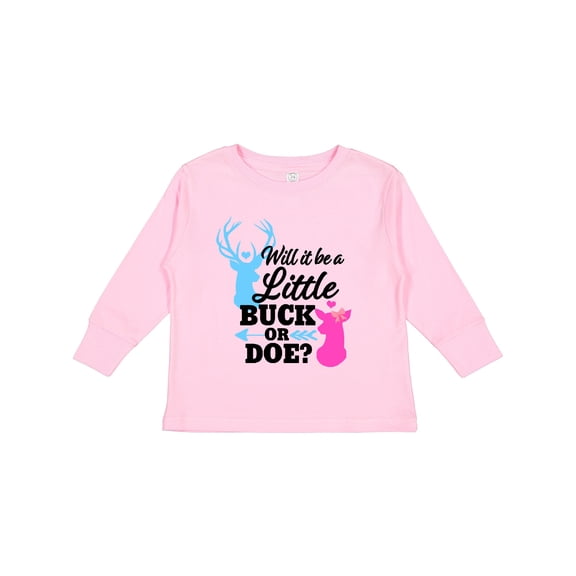 Inktastic Gender Reveal Will it be a Little Buck or Doe? Girls Long Sleeve Toddler T-Shirt